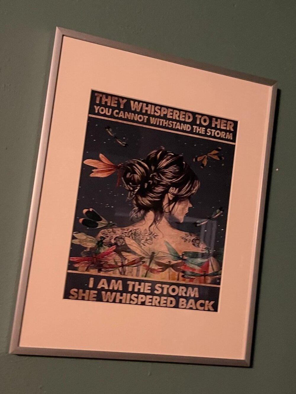 NEW "I AmThe Storm" Matted/Framed InspireQuote Boho Fem Dragonfly Wall Art Print - Picture 13 of 14